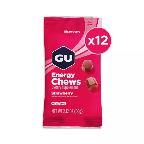GU ENERGY CHEWS eper ízű energia gumicukor koffeinnel 12 db