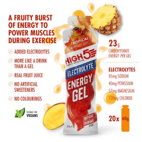   HIGH5 ENERGY GEL ELECTROLYTE (trópusi) energia gél elektrolitokkal