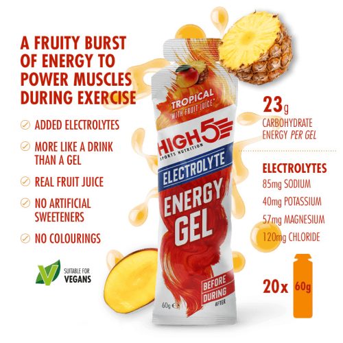 HIGH5 ENERGY GEL ELECTROLYTE (trópusi) energia gél elektrolitokkal